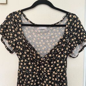 Urban Outfitters deep V neck floral romper